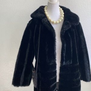 Tissavel France Rosewin Black Sable Faux Fur Coat Jacket